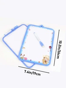 1 set Pizarra blanca con gráficos de dibujos animados, pizarra blanca multifuncional moderna para estudiantes - Azul - Ver 8