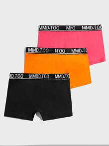 Men 3pcs Cartoon Graphic Contrast Letter Tape Boxer Brief - Multicolor - View 2