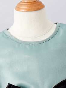 SHEIN Toddler Girls Bow Front Butterfly Sleeve Dress - Mint Green - View 4