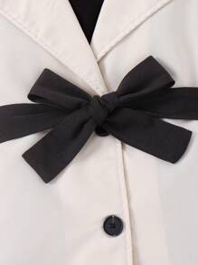 SHEIN Young Girl Lapel Neck Belted Vest Coat & Cami Top & Shorts & Accessory Hat - Multicolor - View 6