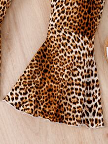 SHEIN Bộ thời trang bé gái Nơ Bướm Hội Chữ thập Viên lá sen Khối Màu In hoa Báo Dễ thương - Nhiều màu - Xem 4