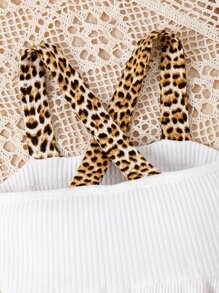 SHEIN Bộ thời trang bé gái Nơ Bướm Hội Chữ thập Viên lá sen Khối Màu In hoa Báo Dễ thương - Nhiều màu - Xem 5