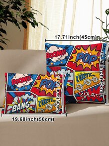 1pc Pop Art Pattern Cushion Cover Without Filler - Multicolor - View 6