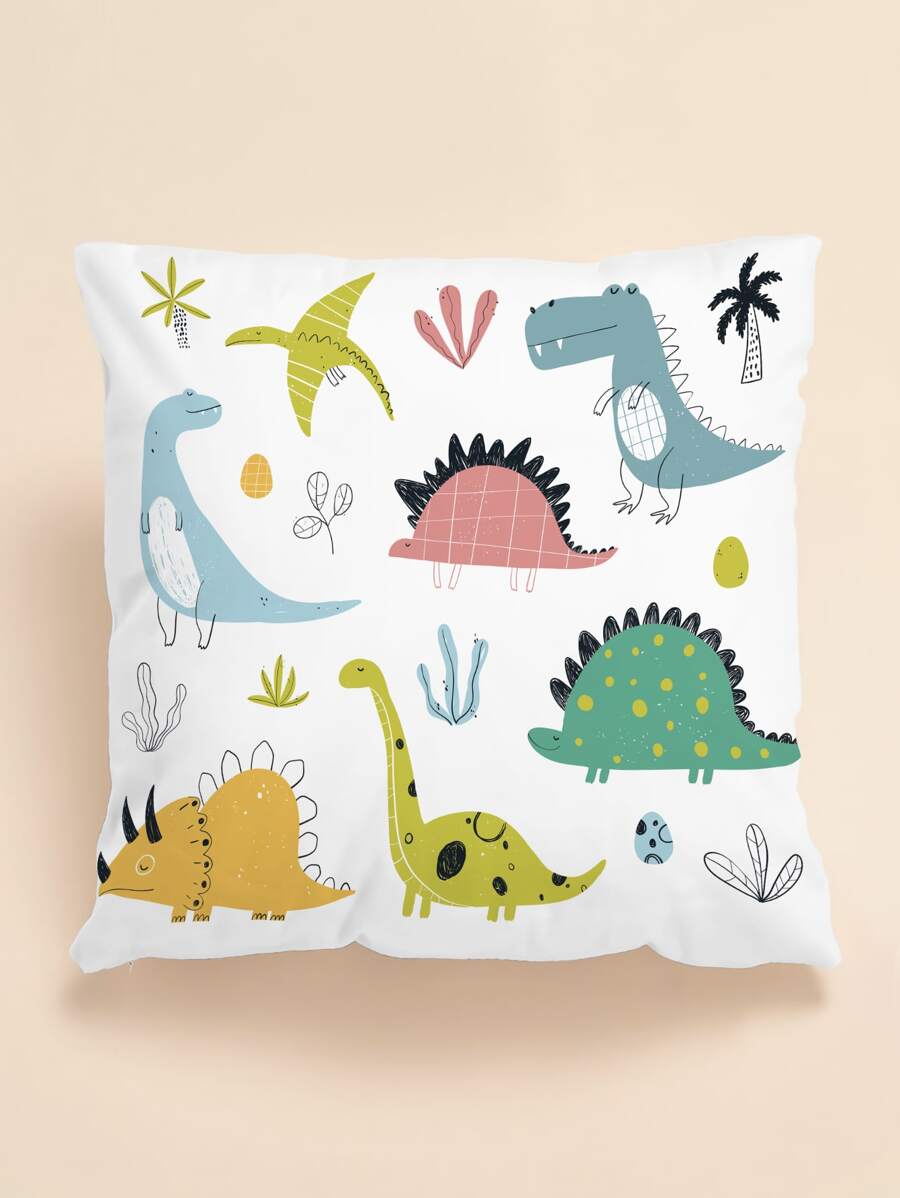 Cartoon Dinosaur Print Cushion Cover Without Filler - Multicolor - View 1