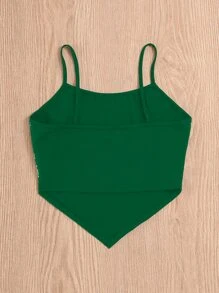 SHEIN VCAY Paisley Print Hanky Hem Cami Top - Green - View 2