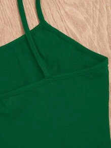 SHEIN VCAY Paisley Print Hanky Hem Cami Top - Green - View 3