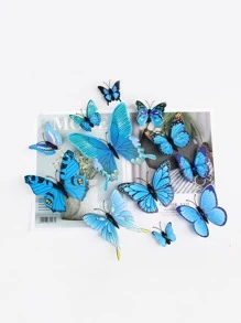 12入組蝴蝶貼紙 - 藍色 - 查看 1