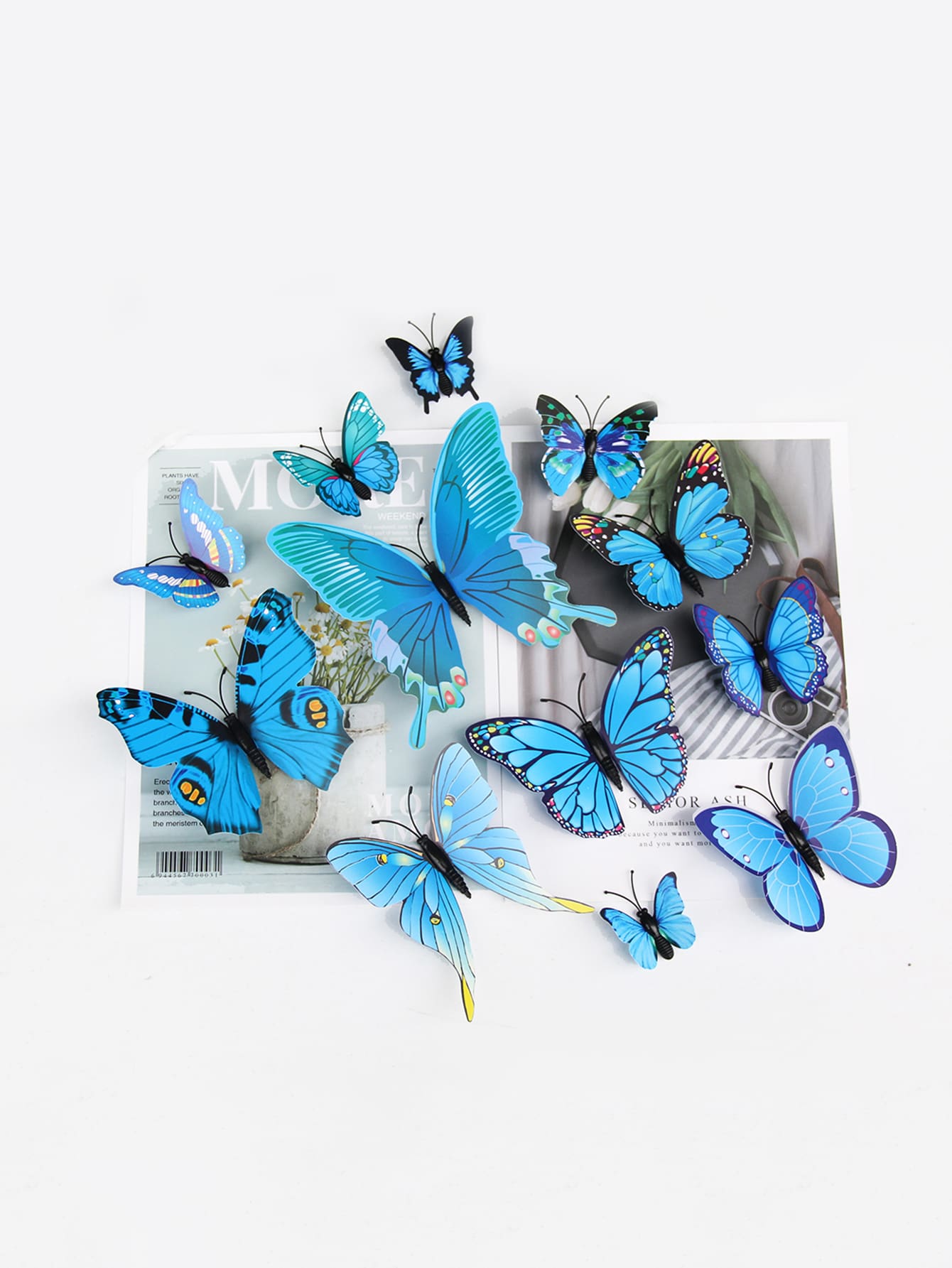 12入組蝴蝶貼紙 - 藍色 - 查看 1