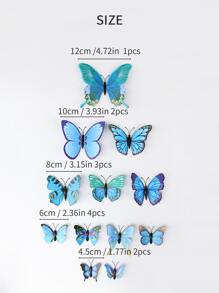 12入組蝴蝶貼紙 - 藍色 - 查看 6