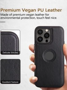 時髦皮革手機殼 - 黑色 - 查看 5