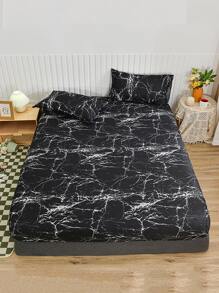 1 Hoa Văn Đá Cẩm Thạch Có Thể Giặt Được Được Trang Bị Tờ, Chất Liệu Vải Mềm Mại Được Trang Bị Dưới Tấm Cho Phòng Ngủ, Tất Cả Các Mùa - Nhiều màu - Xem 2