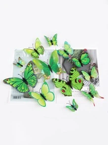 12入組蝴蝶貼紙 - 綠色 - 查看 1