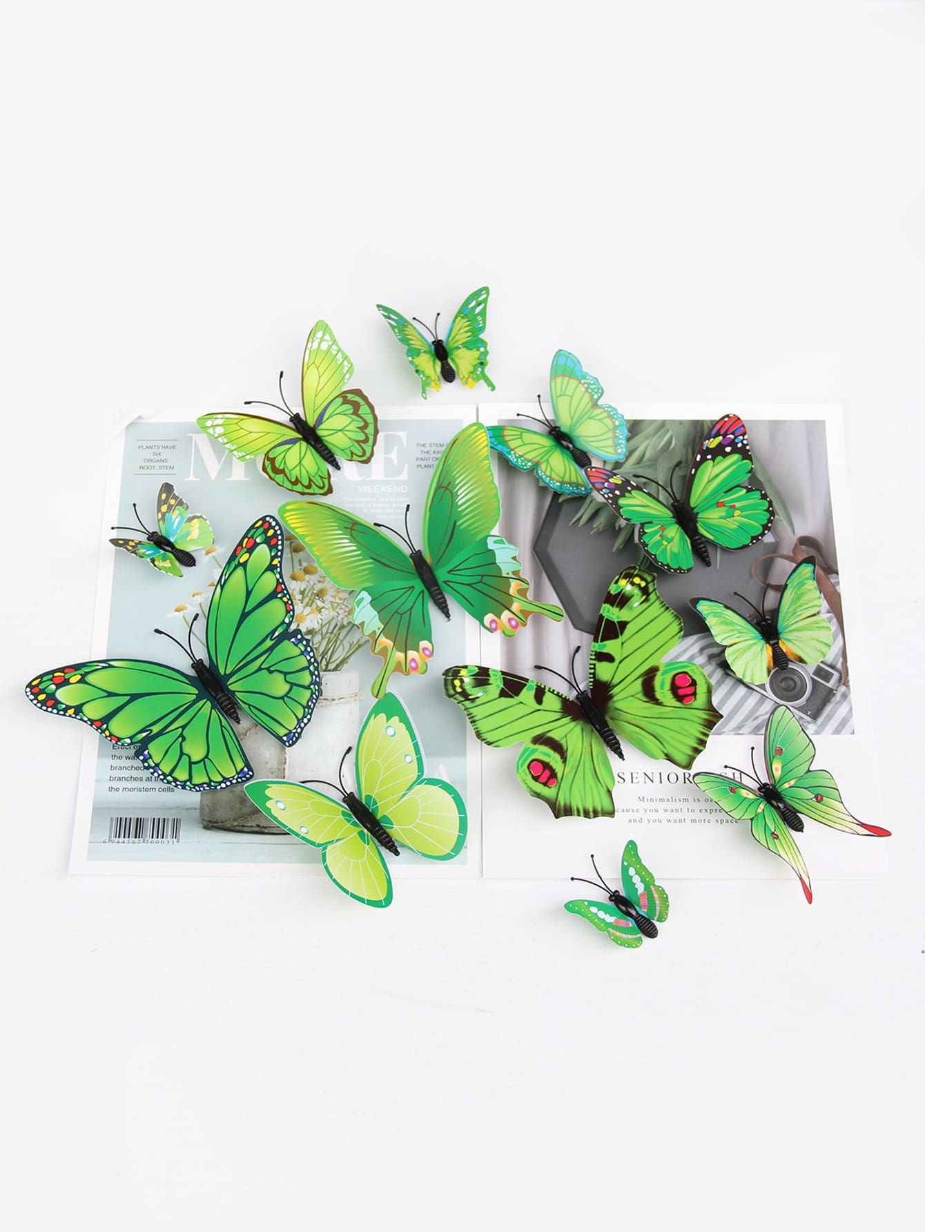 12入組蝴蝶貼紙 - 綠色 - 查看 1