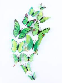 12入組蝴蝶貼紙 - 綠色 - 查看 2