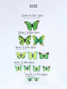 12入組蝴蝶貼紙 - 綠色 - 查看 3