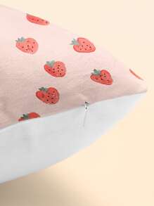 Strawberry Print Cushion Cover Without Filler, Cute Throw Pillow Cover, Pillow Insert Not Include, For Sofa, Living Room - Pink - View 2