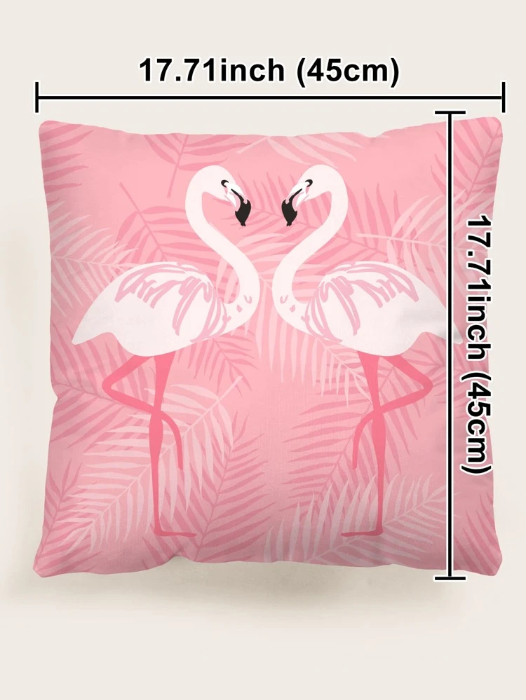 Flamingo Print Cushion Cover Without Filler, Pink Throw Pillow Cover, Pillow Insert Not Include, For Sofa, Living Room