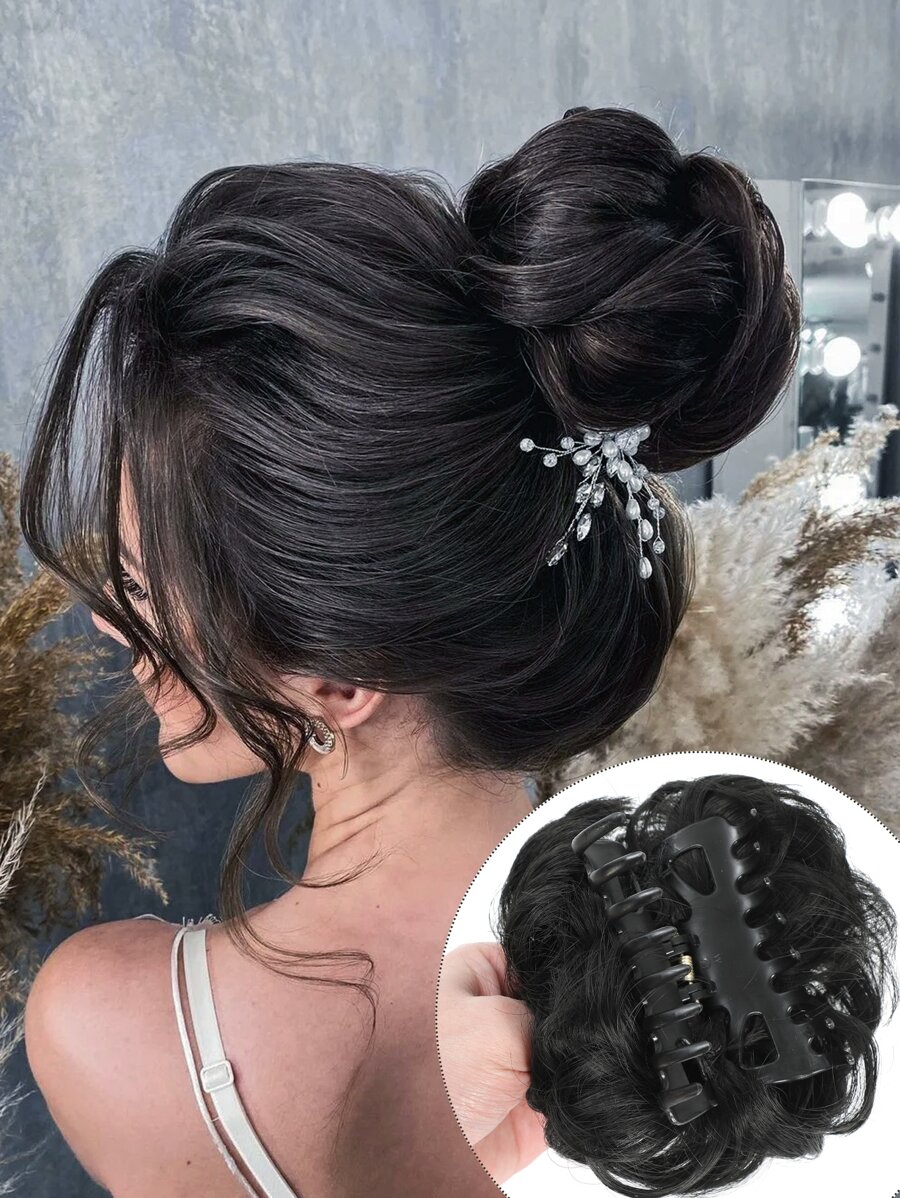 Updo tóc ngắn tổng hợp với móng vuốt - màu đen - Xem 1