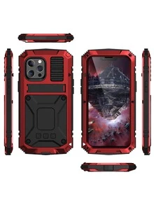 Vỏ điện thoại chống rơi bằng nhôm có giá đỡ - Đỏ - Xem 2