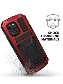 Vỏ điện thoại chống rơi bằng nhôm có giá đỡ - Đỏ - Xem 5