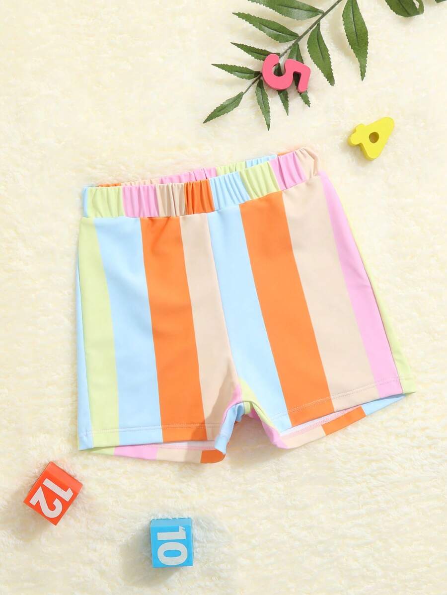 Baby Boy Striped Swim Shorts - Multicolor - View 1