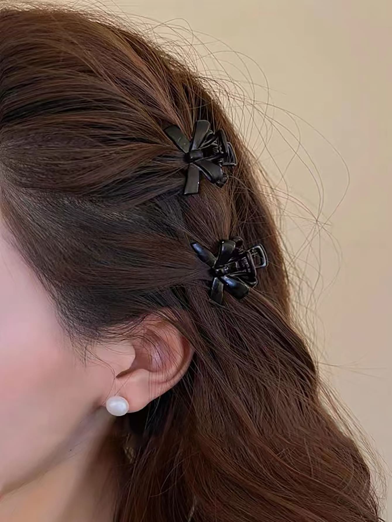 2 piezas Mujer con diseño de lazo dulce Garra de pelo para pelo Decoración - Negro - Ver 1