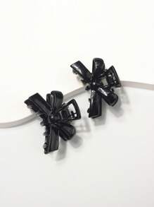 2 piezas Mujer con diseño de lazo dulce Garra de pelo para pelo Decoración - Negro - Ver 3