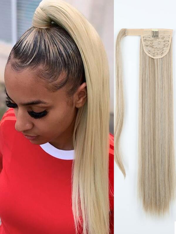 Extension De Cheveux long Droit Queue De Cheval Synthétique Mode en