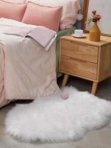 1pc White Asymmetrical Shaped Fluffy Washable Carpet, Suitable For Living Room, Bedroom, Sofa Decoration, Bedside, Dorm Room, Home Decor - White - View 1