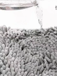 1 pieza Alfombra unicolor de microfibra para la cocina, chenilla ultra suave lavable de secado rápido y absorbente de agua para el baño o dormitorio, decoración del hogar - Gris - Ver 5
