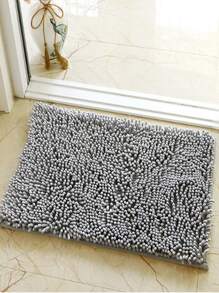 1 pieza Alfombra unicolor de microfibra para la cocina, chenilla ultra suave lavable de secado rápido y absorbente de agua para el baño o dormitorio, decoración del hogar - Gris - Ver 8