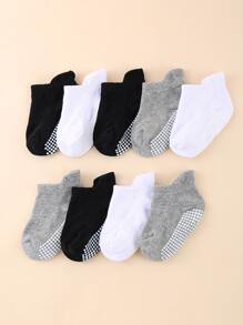9對嬰兒素色襪子 - 彩色 - 查看 4