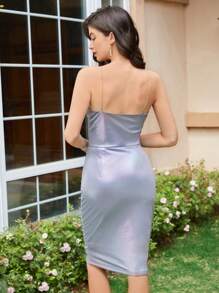 SHEIN Belle Ruched Bust Cami Dress - Grey - View 2