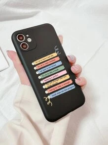 Apple Slogan Graphic Phone Case Compatible With IPhone15/15Plus/15Pro/15Promax - Black - View 3