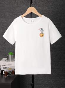 SHEIN Boys Astronaut & Letter Graphic Drop Shoulder Tee - White - View 2