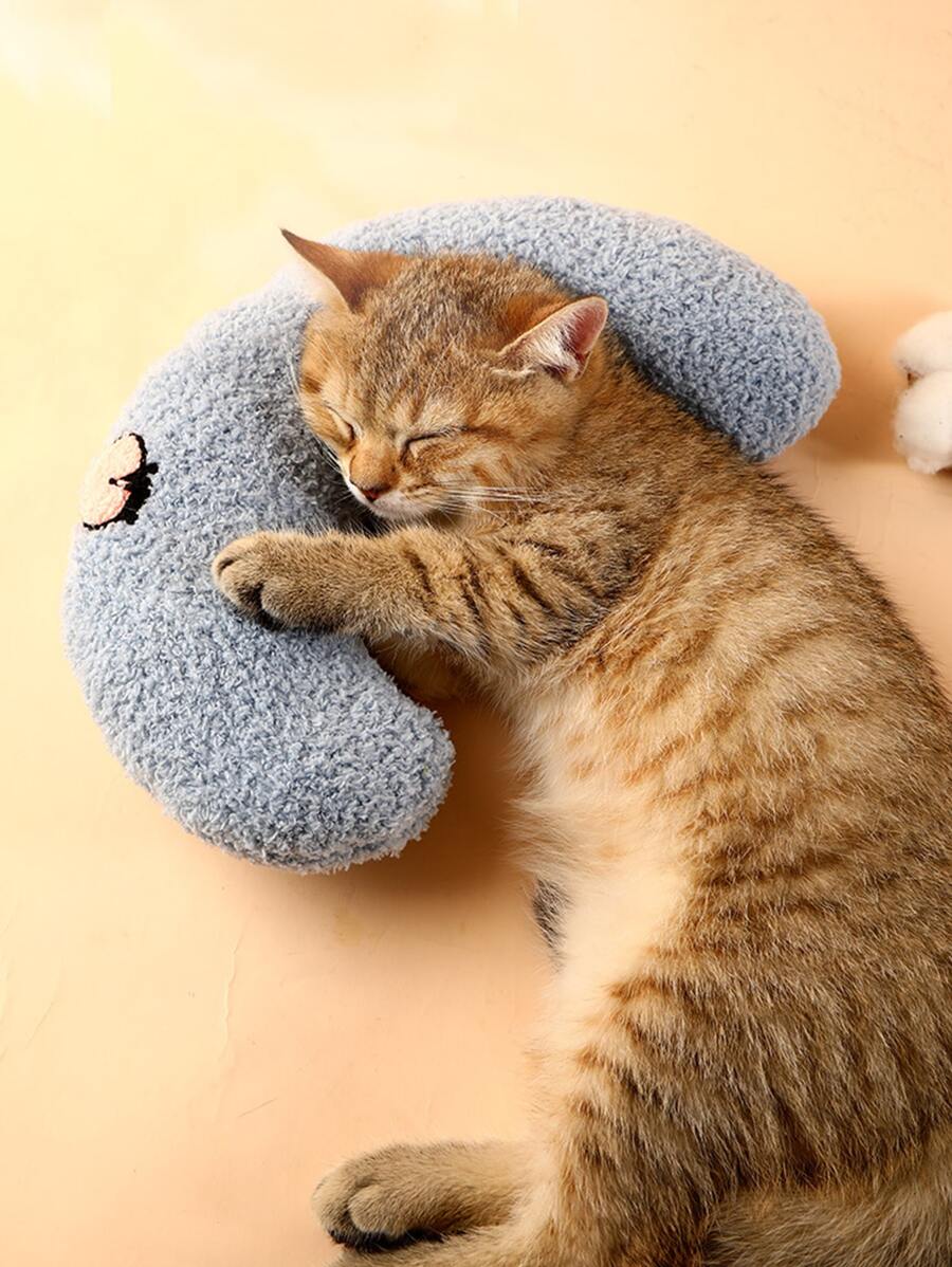 1pc Cartoon Embroidered Pet Pillow - Blue - View 1