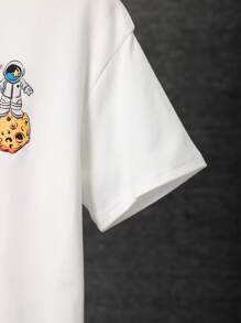 SHEIN Boys Astronaut & Letter Graphic Drop Shoulder Tee - White - View 6