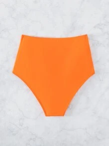 SHEIN Swim Summer Beach Ruched High Waisted Bikini Bottom, Bathing Suit - Orange - View 2
