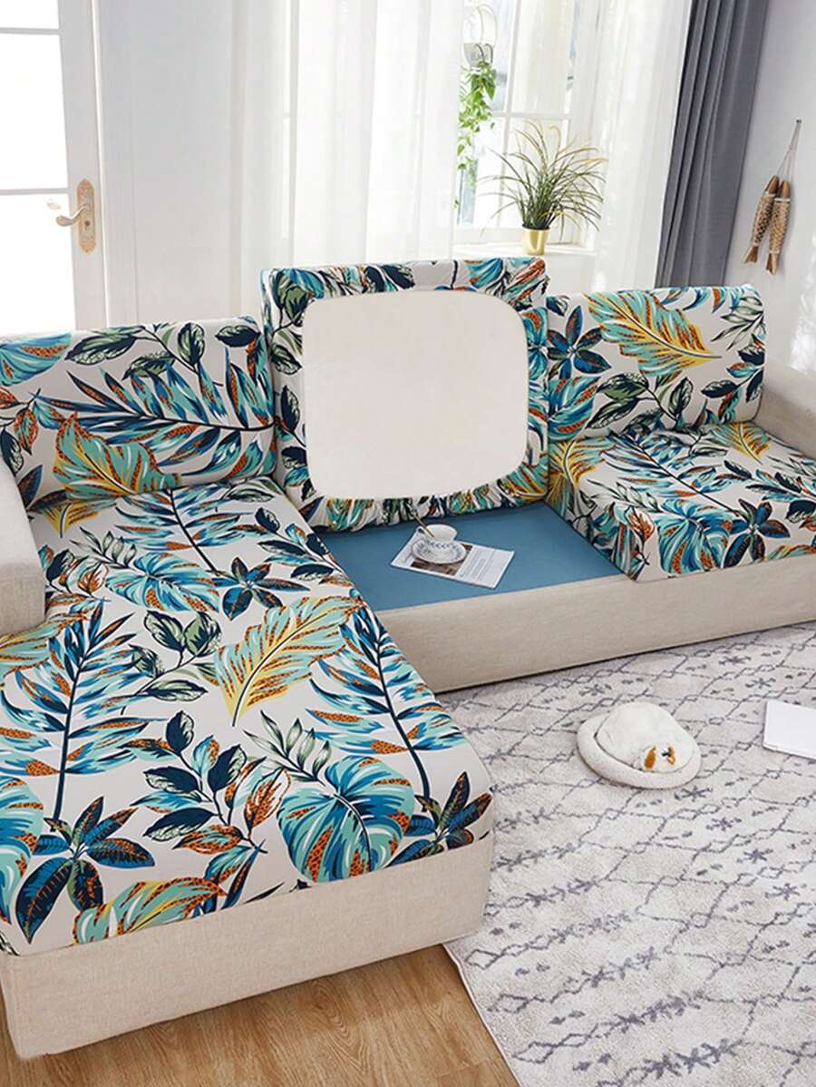 1 Gói Nhiều Màu Sắc Họa Tiết Lá Chống Trơn Trượt Ghế Sofa Mà Không Làm Đầy Mềm Mại Hiện Đại Co Giãn Ghế Sofa Cho Phòng Khách - Nhiều màu - Xem 1