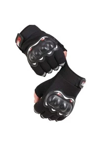 2pcs Motorcycle Half-finger Gloves - Black - View 3