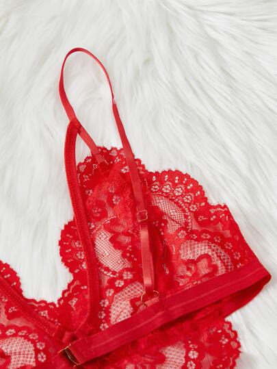 Cut Out Harness Kanten Teddy Bodysuit Lingerie, Baddie Look view 4