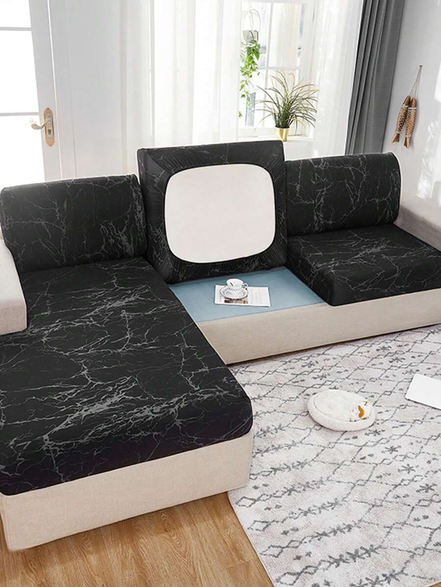 1入組套大理石花紋防滑沙發套無填充物現代柔軟彈力沙發套適用於客廳 - 彩色 - 查看 1
