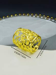 4pcs Leaf Design Hollow Out Napkin Ring, Gold Napkin Buckle For Dining Table - Gold - View 4