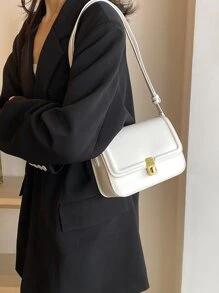 小翻蓋方包轉鎖極簡 - 白色 - 查看 2