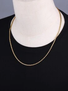 1 vòng cổ tối giản bằng thép không gỉ thời trang dành cho nam để trang trí hàng ngày - Vàng - Xem 1