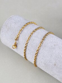 1 vòng cổ tối giản bằng thép không gỉ thời trang dành cho nam để trang trí hàng ngày - Vàng - Xem 2