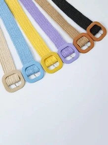 1 Nữ Bện Chi Tiết Khóa Vuông Thắt Lưng Ống Hút Thời Trang Cho Cuộc Sống Hàng Ngày - Màu tím - Xem 3