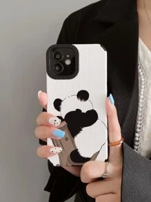 可爱手机壳 1 件 TPU 皮革熊猫图案手机壳，适用于 Apple iPhone 14、13 Pro Max、12、11、7Plus、X、iPhone 16、16 Pro、16 Plus、16 Pro Max - 彩色 - 查看 4