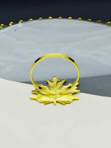 4pcs/set Zinc Alloy Napkin Ring, Creative Maple Leaf Decor Napkin Holder Ring For Kitchen - Gold - View 2
