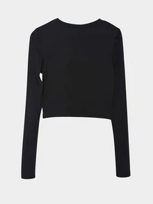 Summer Black Graphic Sexy Bodycon Crop Short Sleeve Top For Woman - Multicolor - View 4